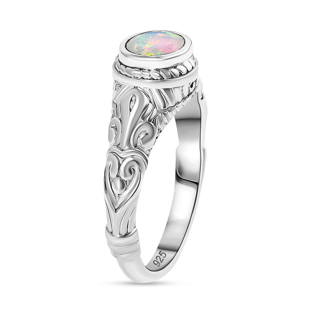 Royal Bali Collection Ethiopian Opal Solitaire Ring in Sterling Silver 0.79 Ct.