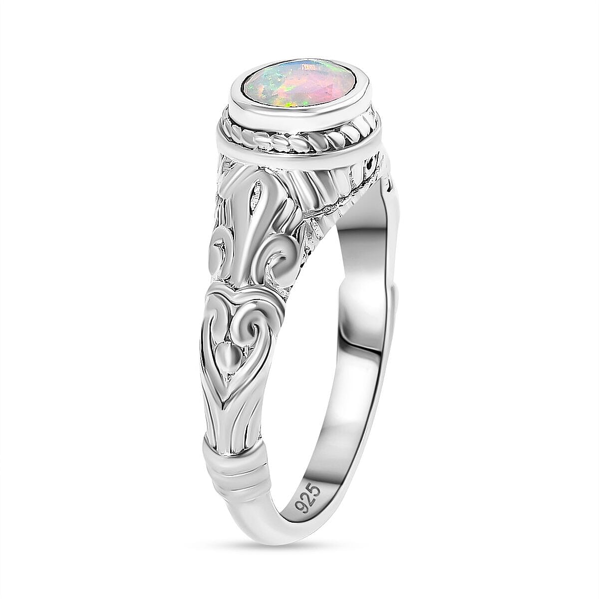Royal Bali Collection - Ethiopian Opal Solitaire Ring in Sterling Silver 7924364 3