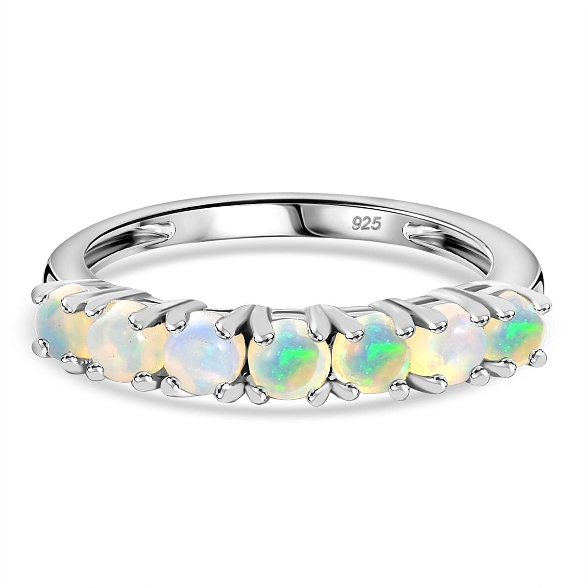 Ethiopian Welo Opal 7 Stone Ring in Platinum Overlay Sterling Silver 7795868 0