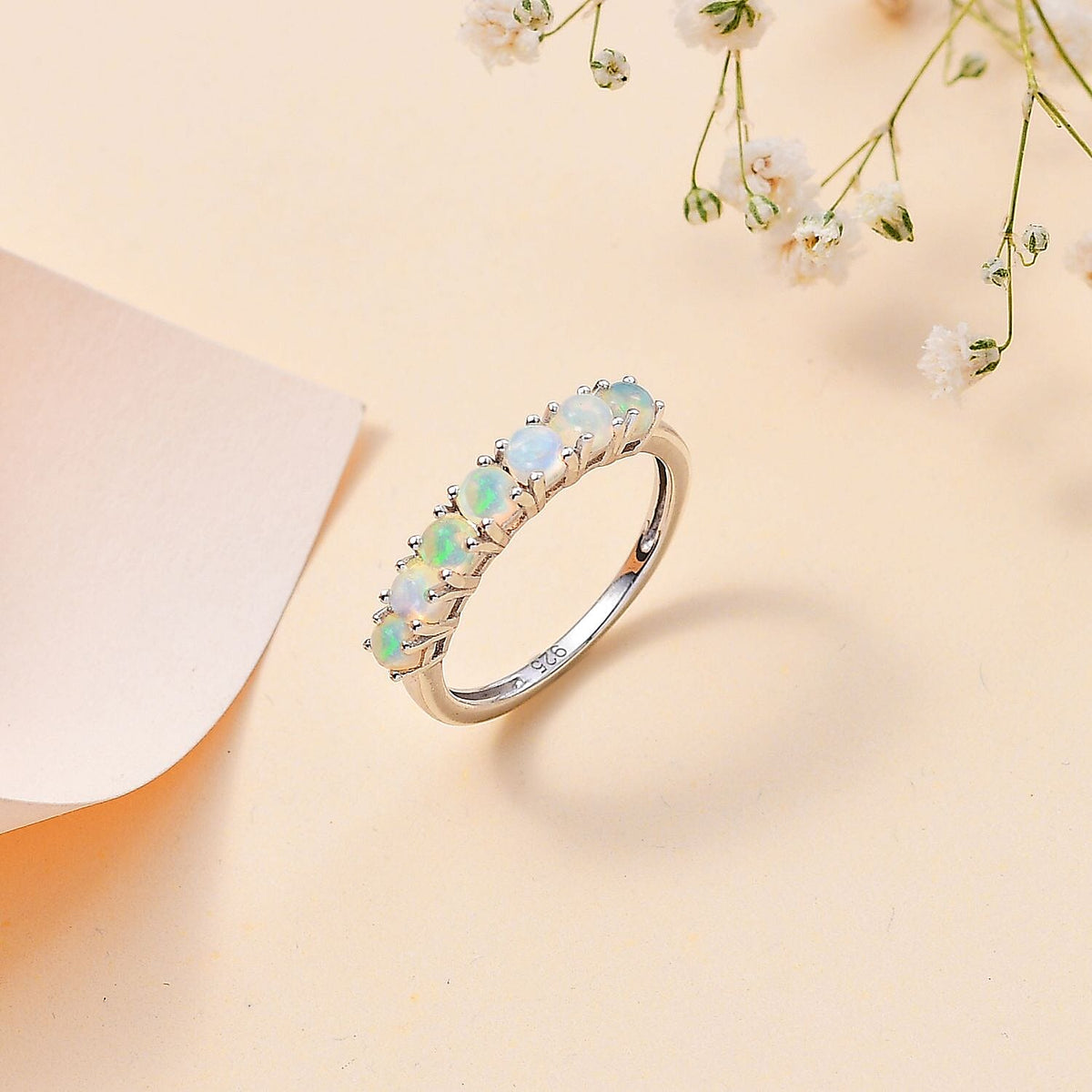 Ethiopian Welo Opal 7 Stone Ring in Platinum Overlay Sterling Silver 7795868 2