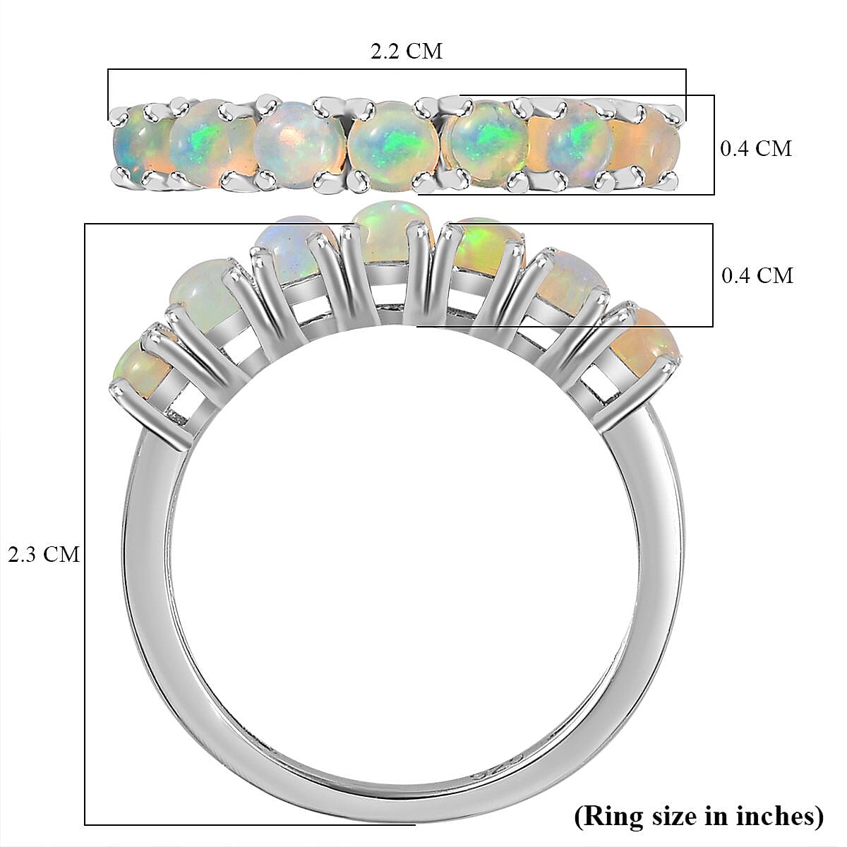 Ethiopian Welo Opal 7 Stone Ring in Platinum Overlay Sterling Silver 7795868 7
