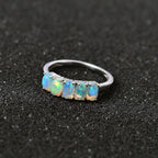 Ethiopian Welo Opal  5 Stone Ring in Platinum Overlay Sterling Silver