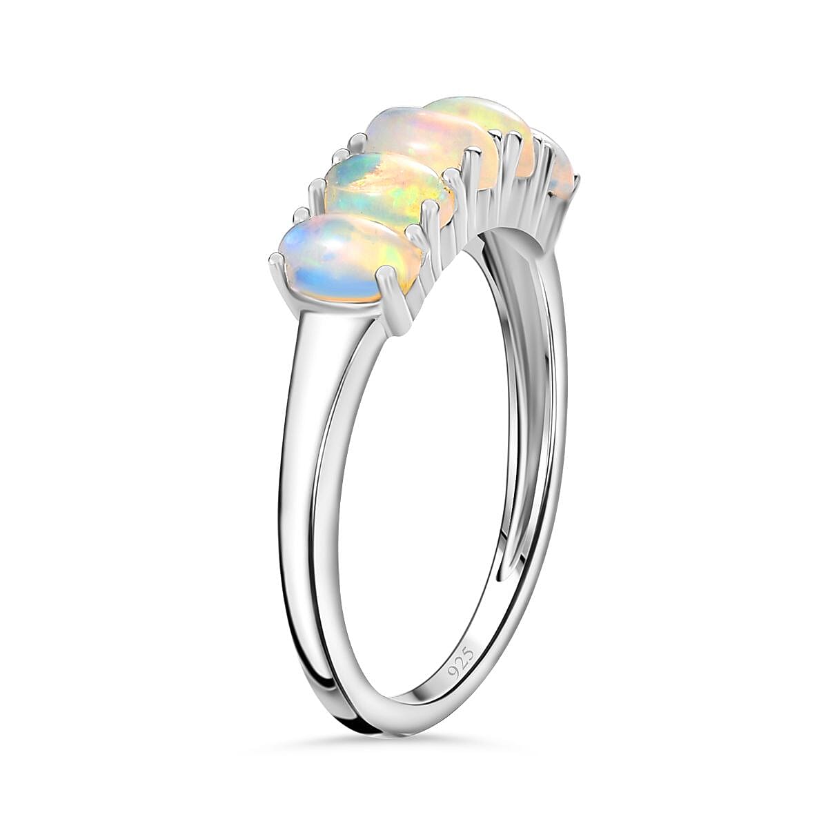 Ethiopian Welo Opal 5 Stone Ring in Platinum Overlay Sterling Silver 7768679 4