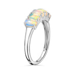 Ethiopian Welo Opal  5 Stone Ring in Platinum Overlay Sterling Silver
