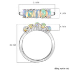 Ethiopian Welo Opal  5 Stone Ring in Platinum Overlay Sterling Silver