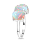Premium Ethiopian Opal Trilogy Ring in Rhodium Overlay Sterling Silver 4.35 Ct.