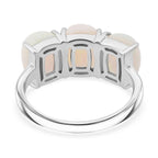 Premium Ethiopian Opal Trilogy Ring in Rhodium Overlay Sterling Silver 4.35 Ct.