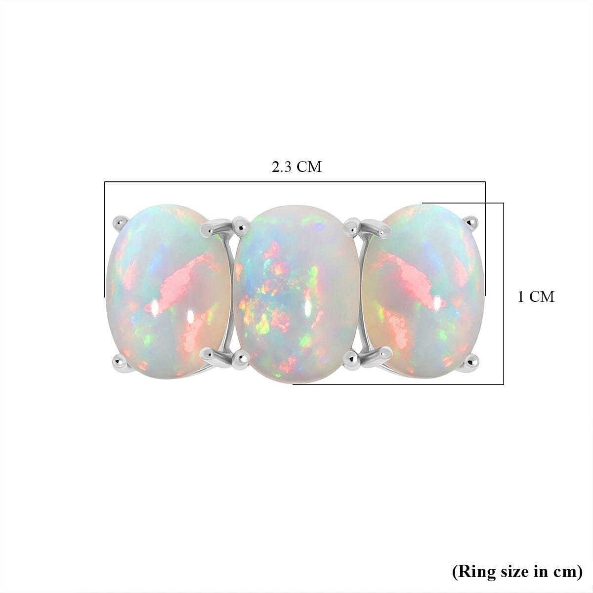 Premium Ethiopian Opal Trilogy Ring in Rhodium Overlay Sterling Silver 4.35 Ct. V32521968 5