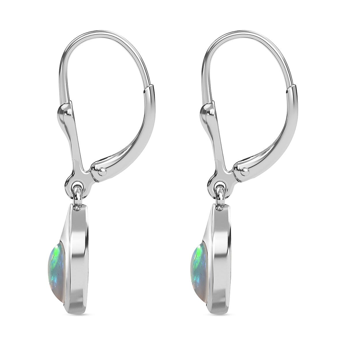 Royal Bali Collection - D'joy Ethiopian Welo Opal Solitaire Earring with Lever Back in Platinum Overlay Sterling Silver 0.76 Ct. 7532700 5