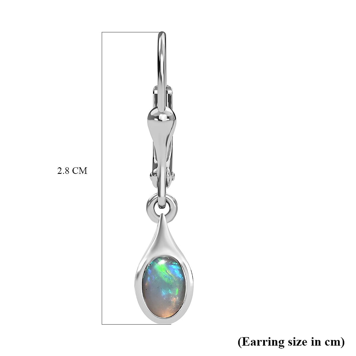 Royal Bali Collection - D'joy Ethiopian Welo Opal Solitaire Earring with Lever Back in Platinum Overlay Sterling Silver 0.76 Ct. 7532700 6