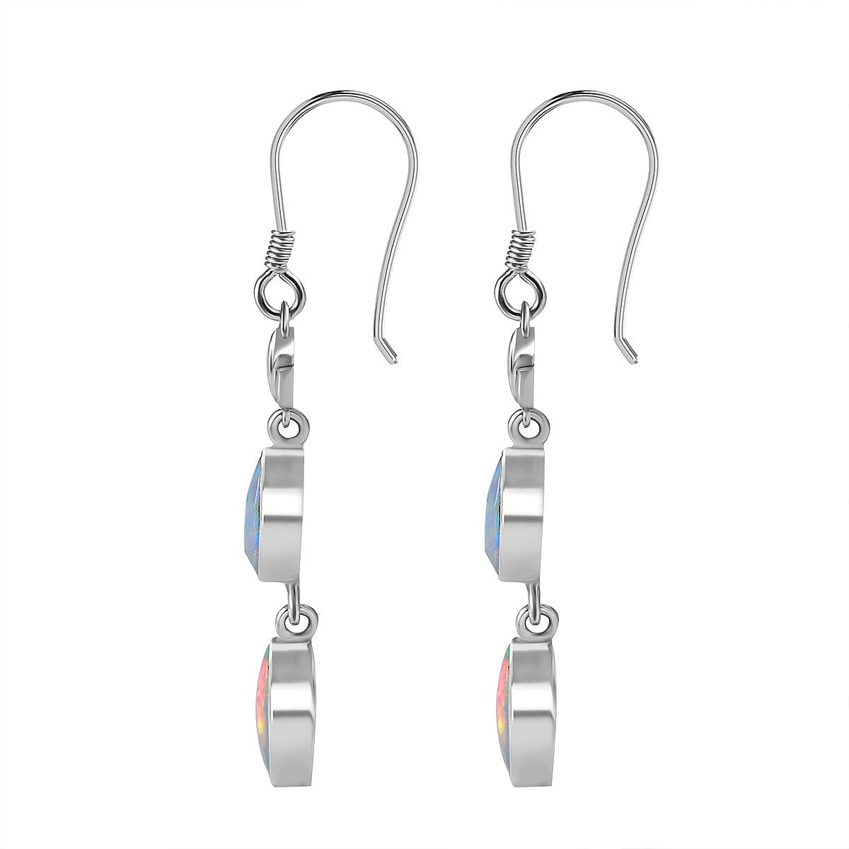 Ethiopian Opal Drop Earrings in Sterling Silver with Rhodium Overlay 2.62 Ct 7808145 5
