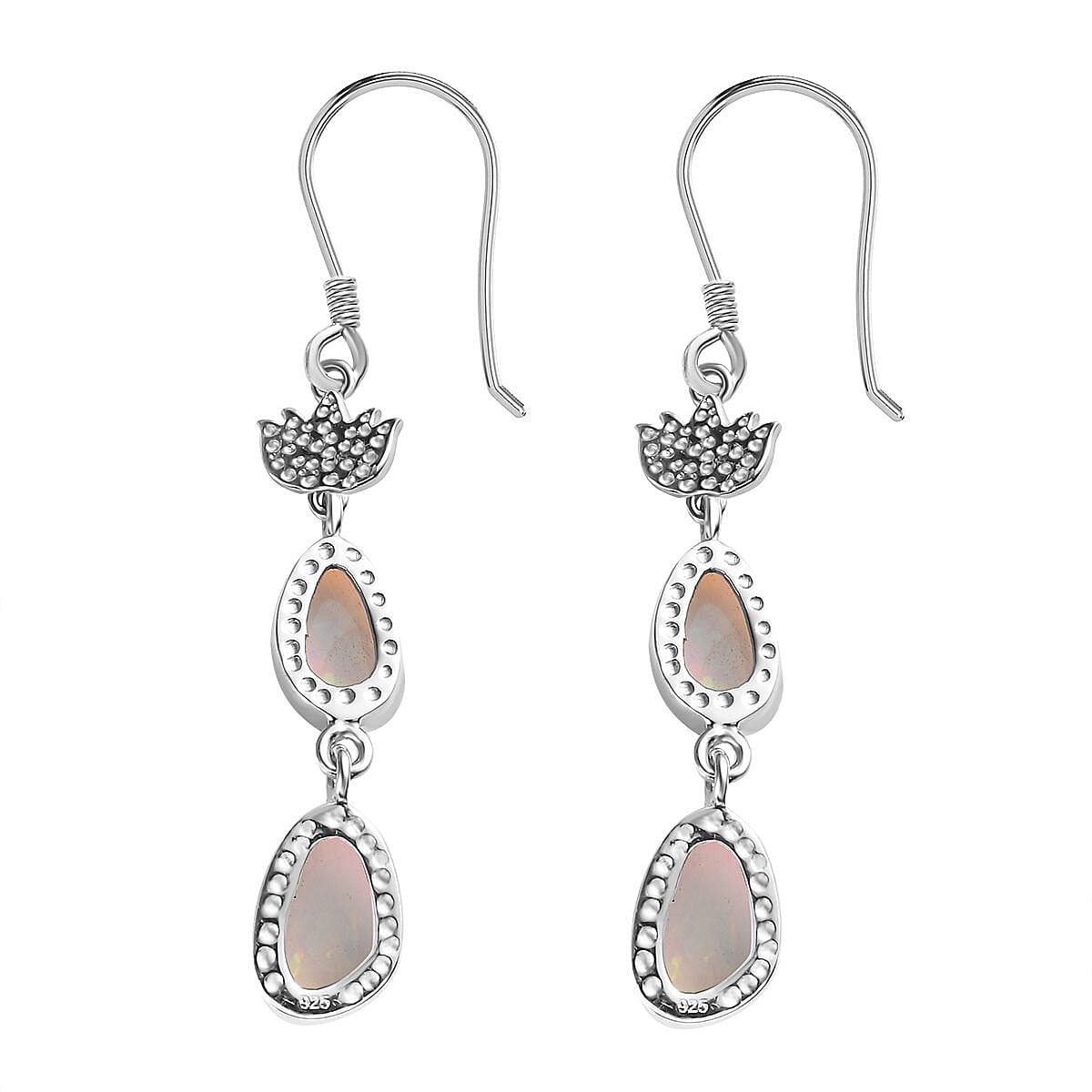 Ethiopian Opal Drop Earrings in Sterling Silver with Rhodium Overlay 2.62 Ct 7808145 6