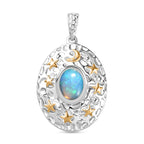 Ethiopian Opal Solitaire Pendant in Rhodium Overlay Sterling Silver 1.15 Ct.
