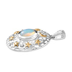 Ethiopian Opal Solitaire Pendant in Rhodium Overlay Sterling Silver 1.15 Ct.