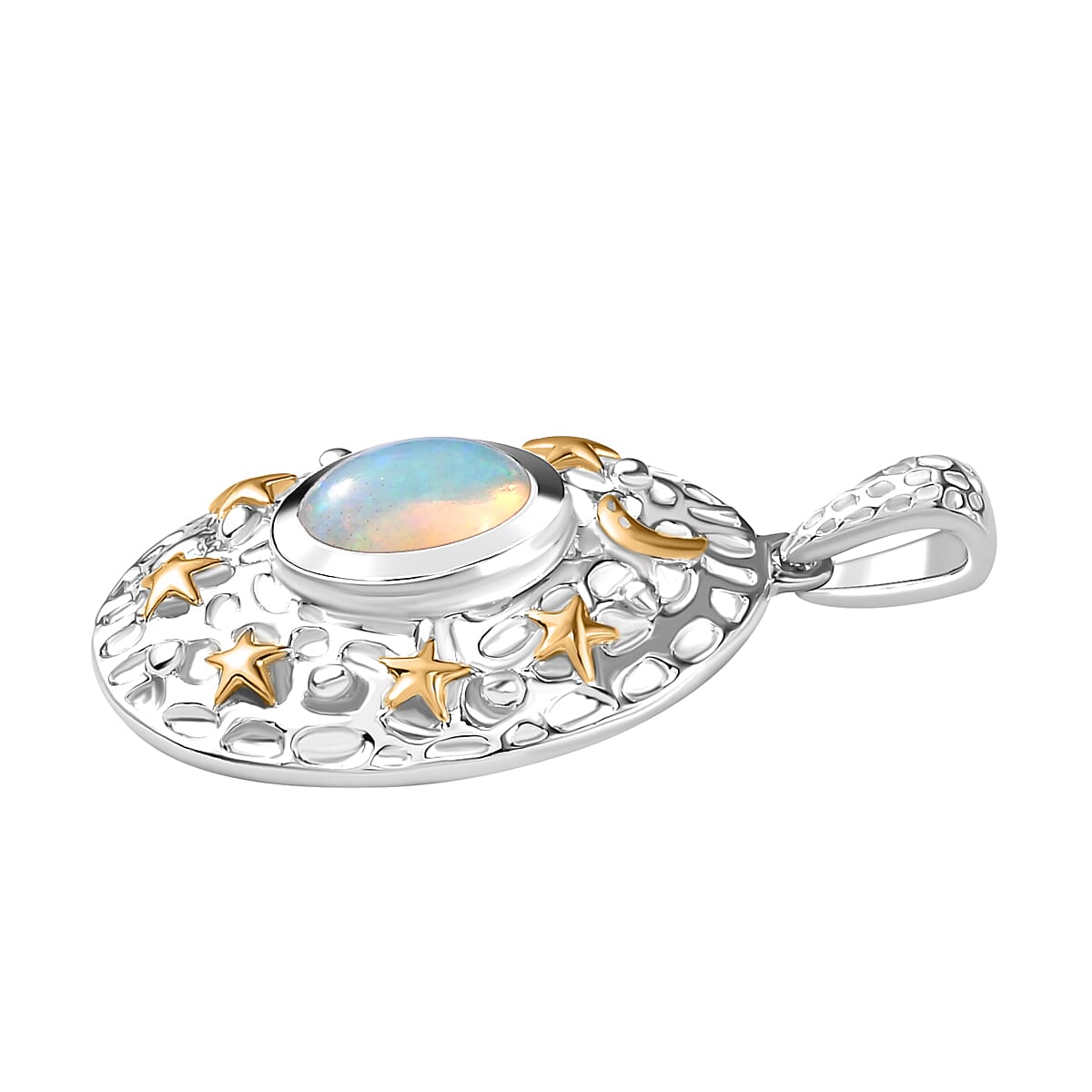 Ethiopian Opal Solitaire Pendant in Rhodium Overlay Sterling Silver 1.15 Ct. 7796541 3
