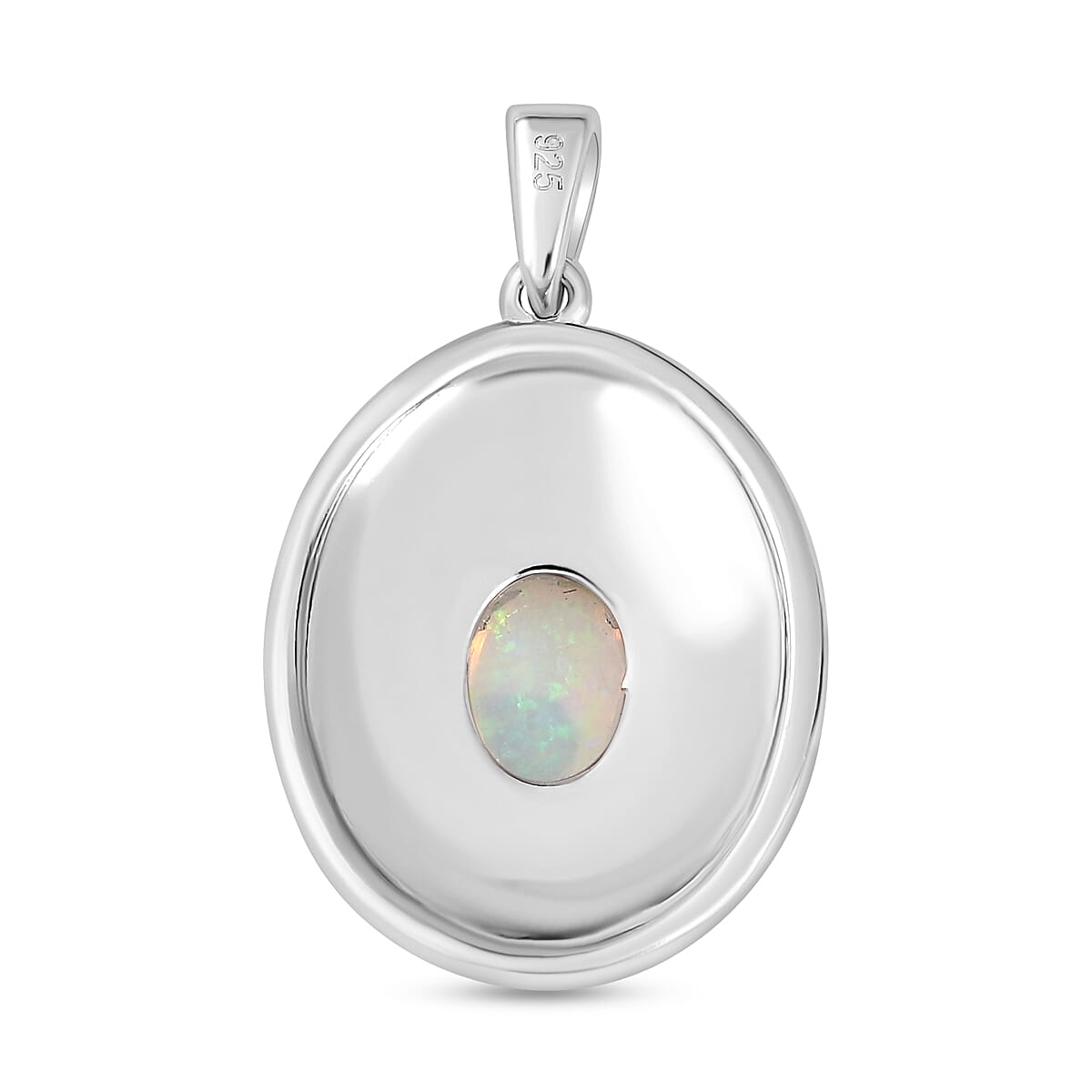Ethiopian Opal Solitaire Pendant in Rhodium Overlay Sterling Silver 1.15 Ct. 7796541 4