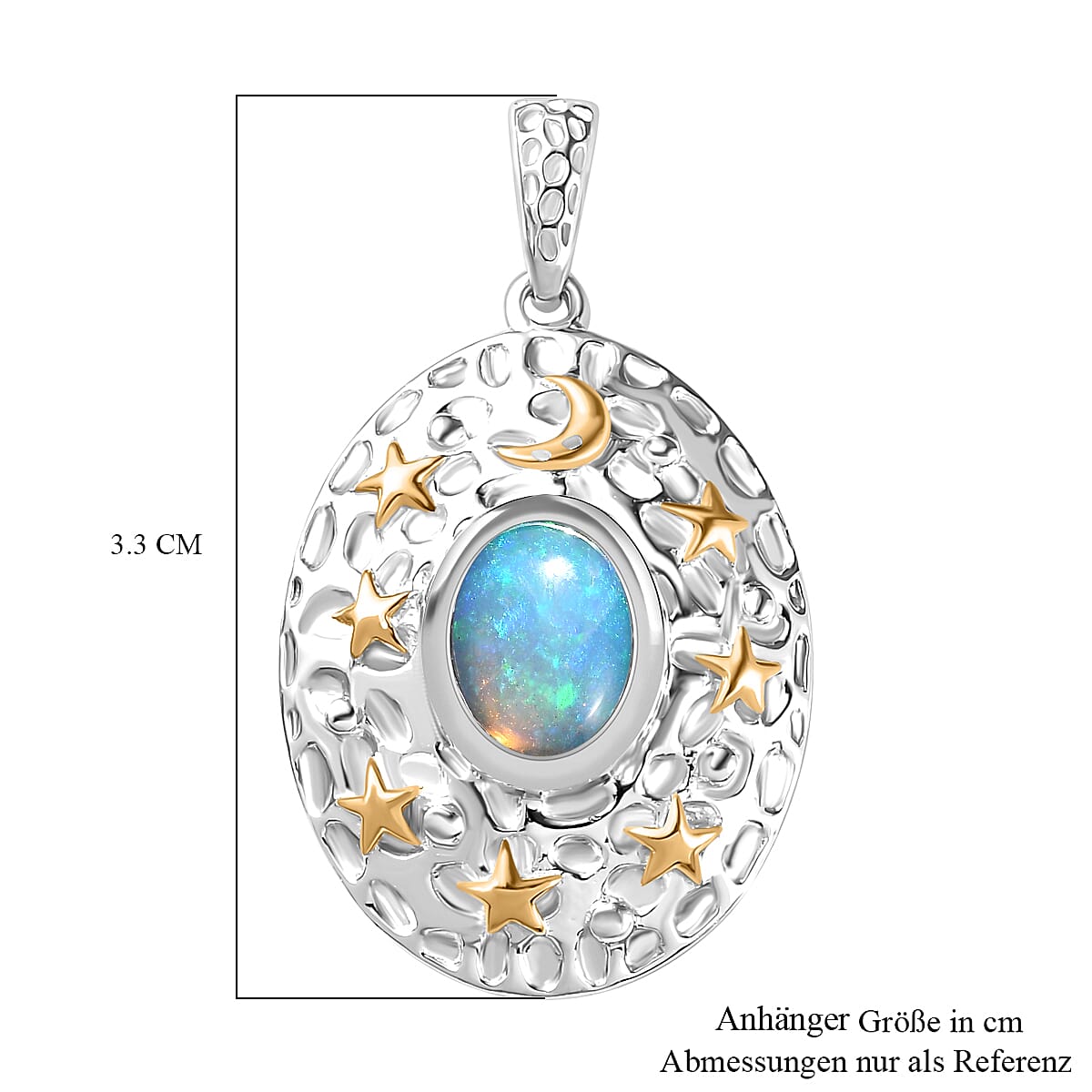 Ethiopian Opal Solitaire Pendant in Rhodium Overlay Sterling Silver 1.15 Ct. 7796541 5