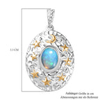 Ethiopian Opal Solitaire Pendant in Rhodium Overlay Sterling Silver 1.15 Ct.