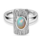 Ethiopian Welo Opal Solitaire Ring in Stainless Steel