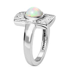 Ethiopian Welo Opal Solitaire Ring in Stainless Steel