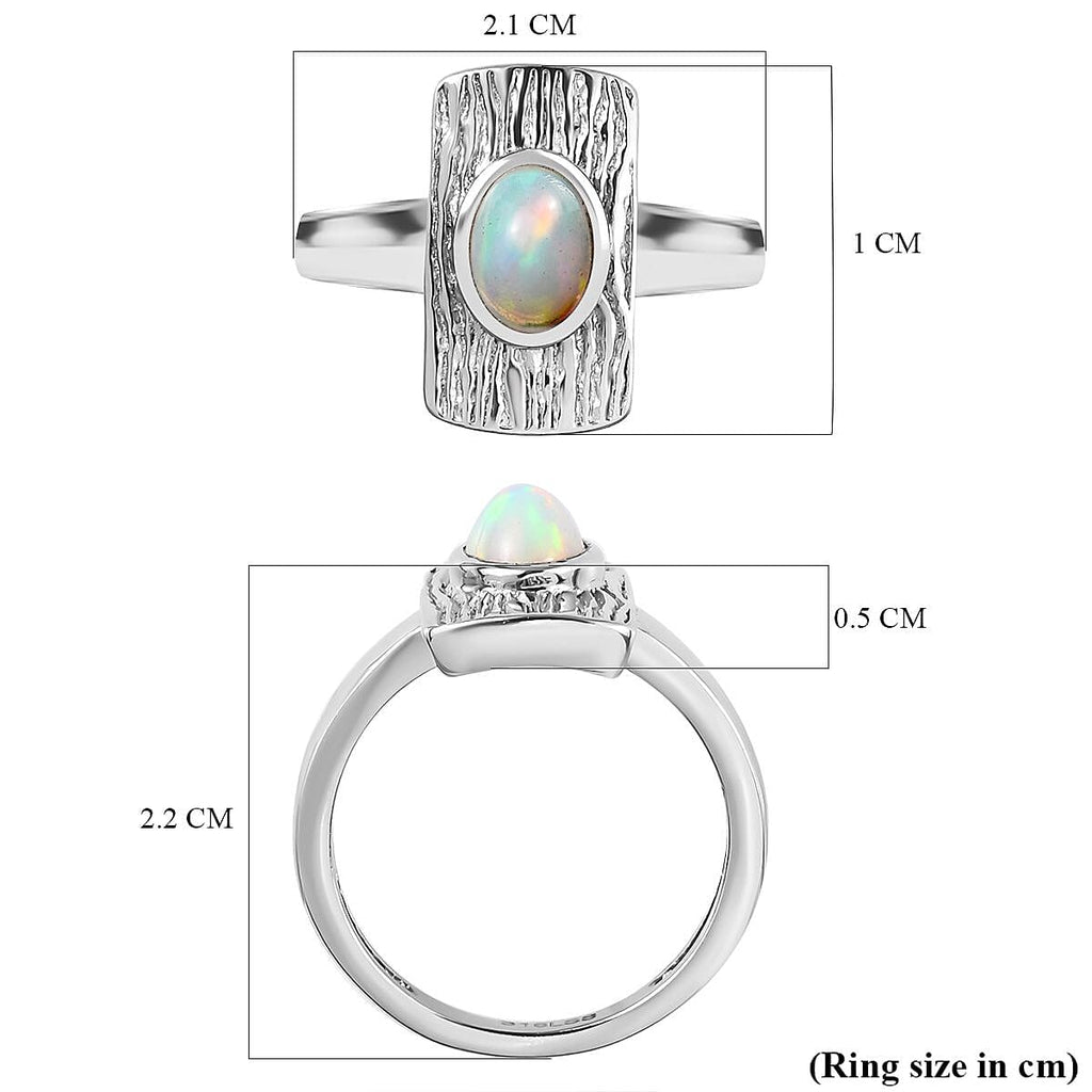 Ethiopian Welo Opal Solitaire Ring in Stainless Steel