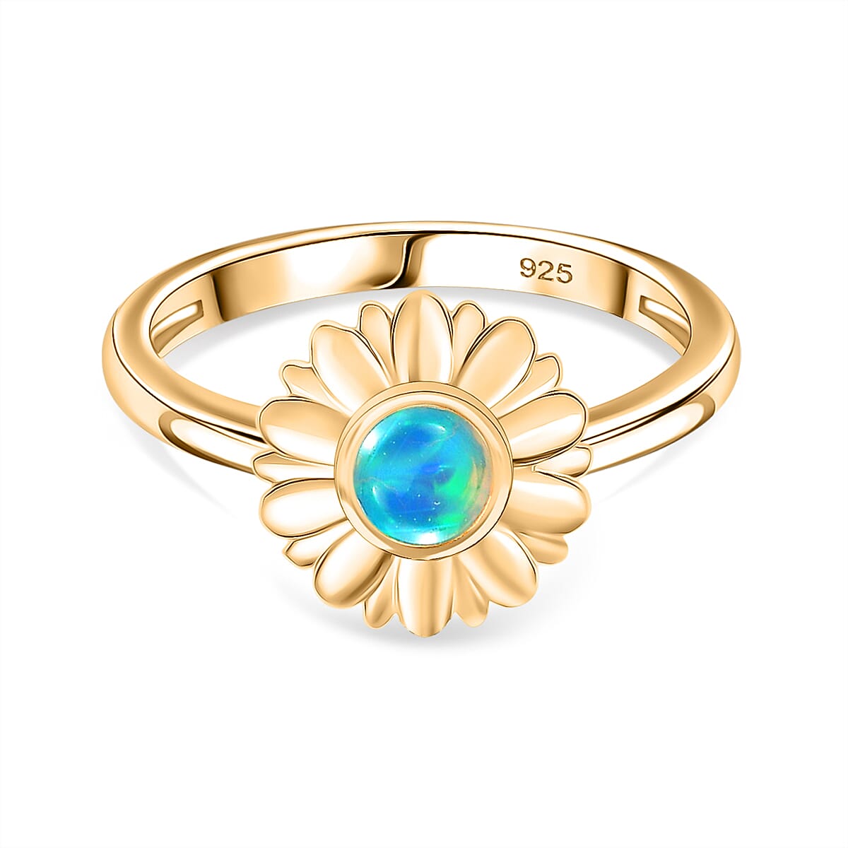 Ethiopian Opal Flower Solitaire Ring Sterling Silver 8185101 0