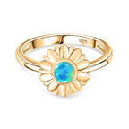 Ethiopian Opal Flower Solitaire Ring Sterling Silver