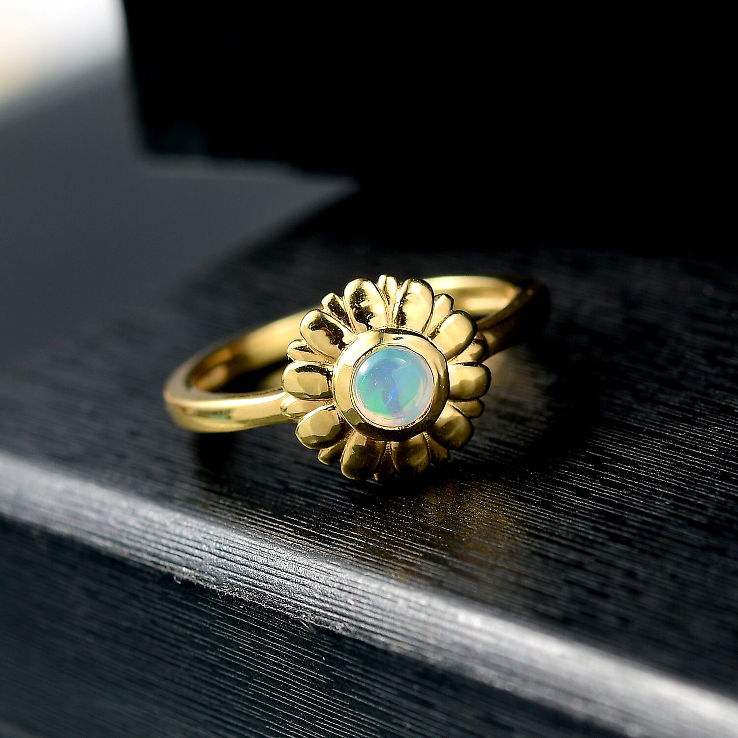Ethiopian Opal Flower Solitaire Ring Sterling Silver 8185101 1