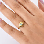 Ethiopian Opal Flower Solitaire Ring Sterling Silver