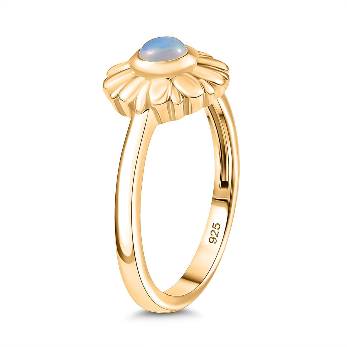 Ethiopian Opal Flower Solitaire Ring Sterling Silver 8185101 3