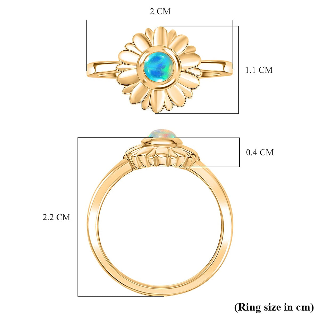Ethiopian Opal Flower Solitaire Ring Sterling Silver