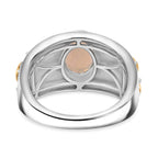 Ethiopian Opal Solitaire Ring 18K Vermeil Yellow Gold Plated & Rhodium