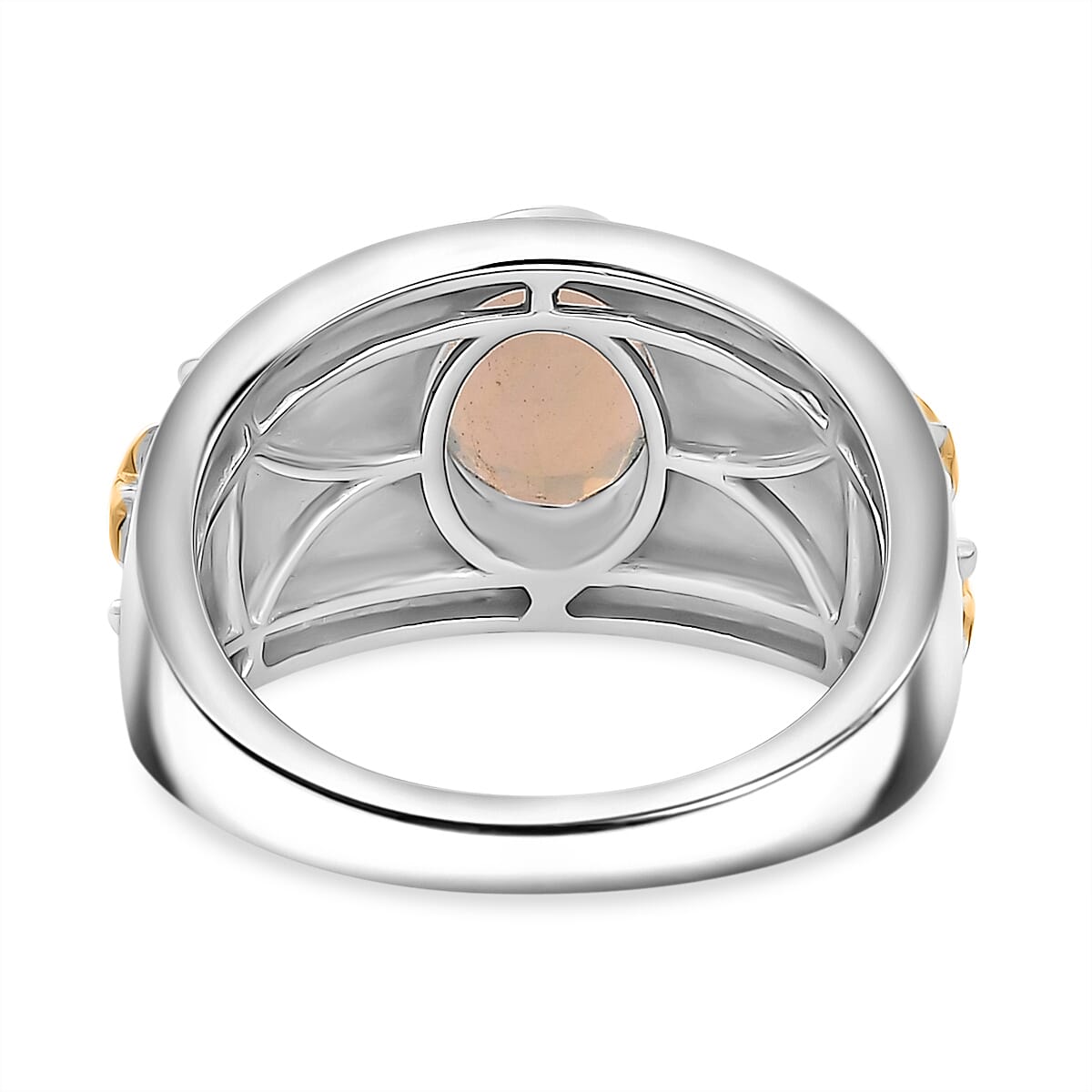 Ethiopian Opal Solitaire Moon Star Ring 18K Vermeil Yellow Gold and Rhodium Plated Sterling Silver 7933451 5