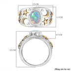 Ethiopian Opal Solitaire Ring 18K Vermeil Yellow Gold Plated & Rhodium