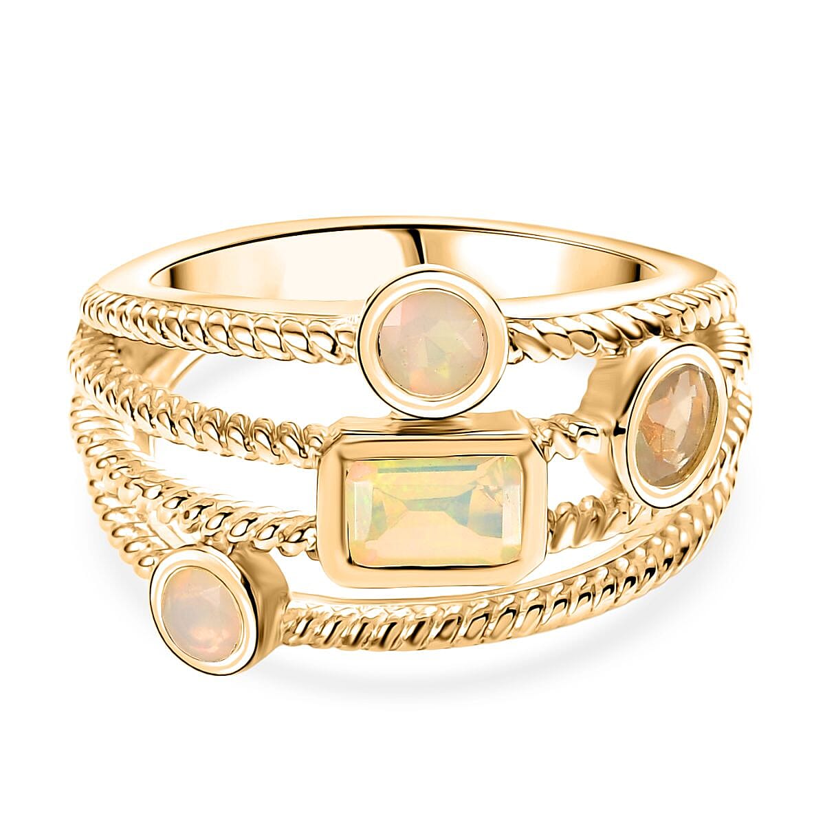 Ethiopian Opal Sunfire Stack Ring in Yellow Gold Plated Sterling Silver 8224385 0