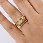 Ethiopian Opal Sunfire Stacks Ring in Yellow Gold Plating Sterling Silver