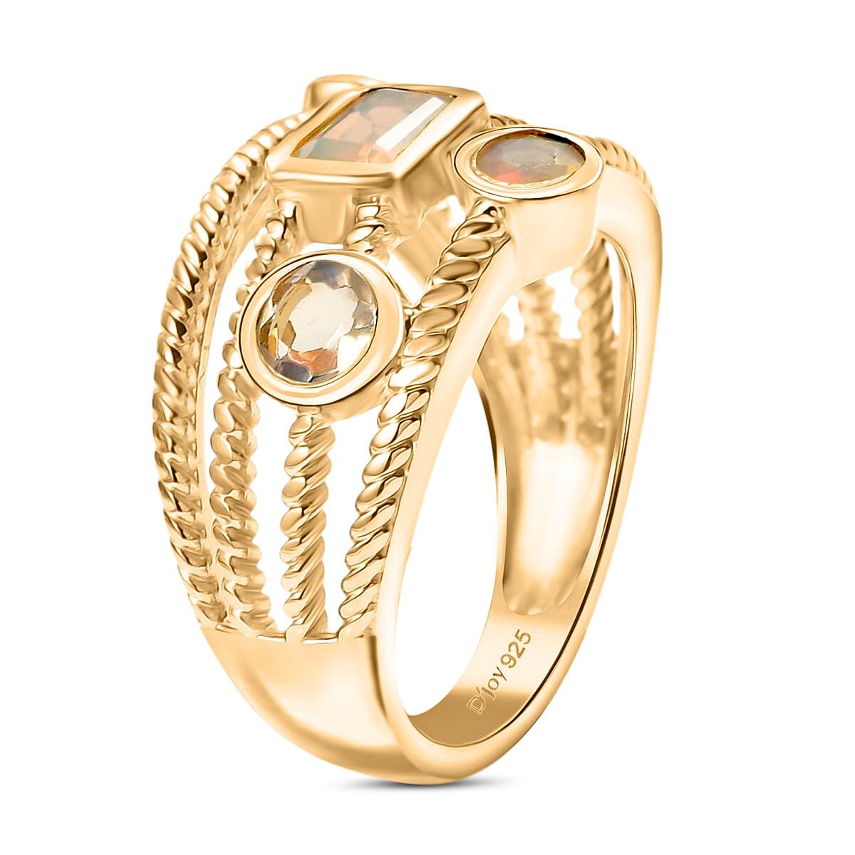 Ethiopian Opal Sunfire Stack Ring in Yellow Gold Plated Sterling Silver 8224385 3
