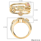 Ethiopian Opal Sunfire Stacks Ring in Yellow Gold Plating Sterling Silver