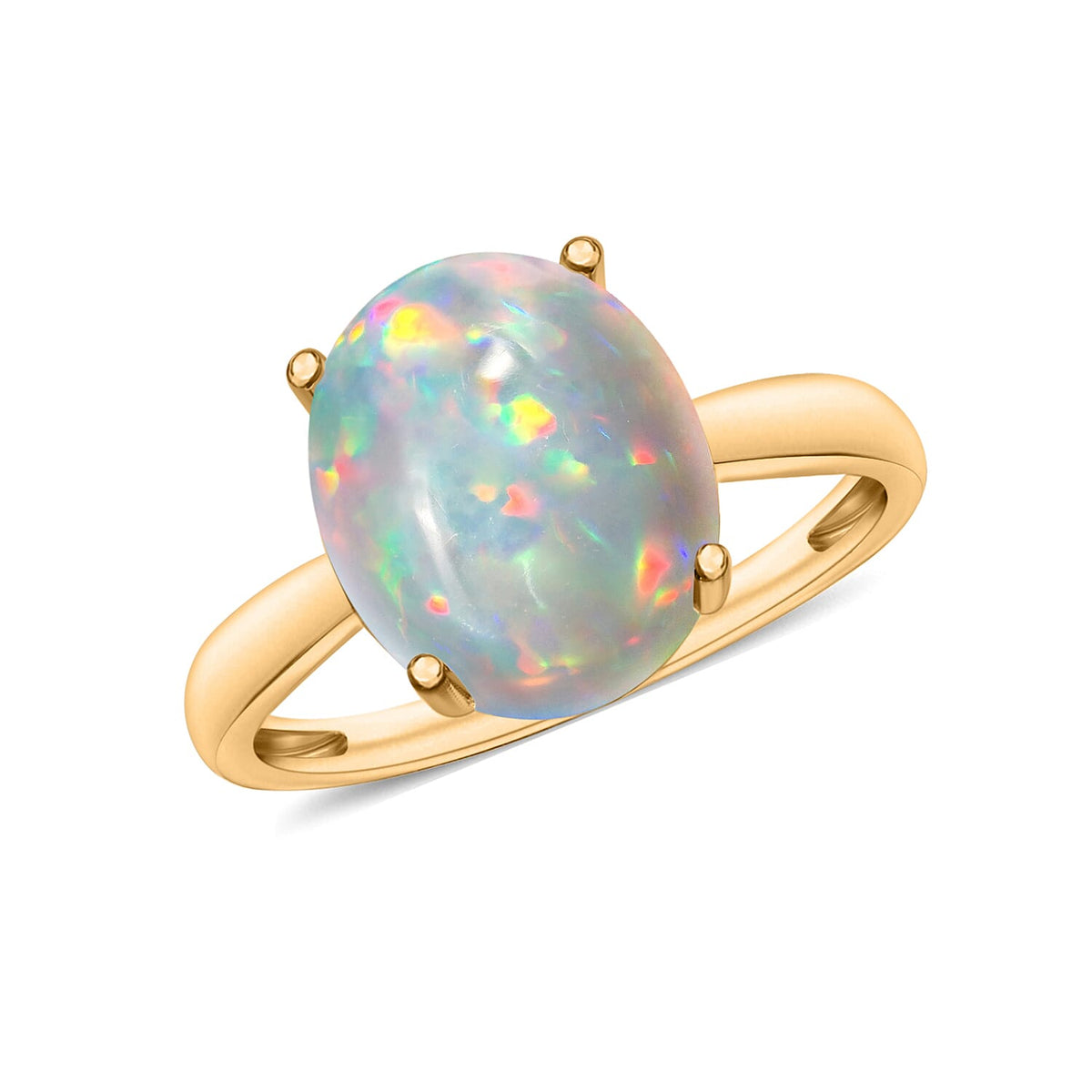 Ethiopian Opal Solitaire Ring in Vermeil Yellow Gold Sterling Silver 2.40 Ct 7717851 0