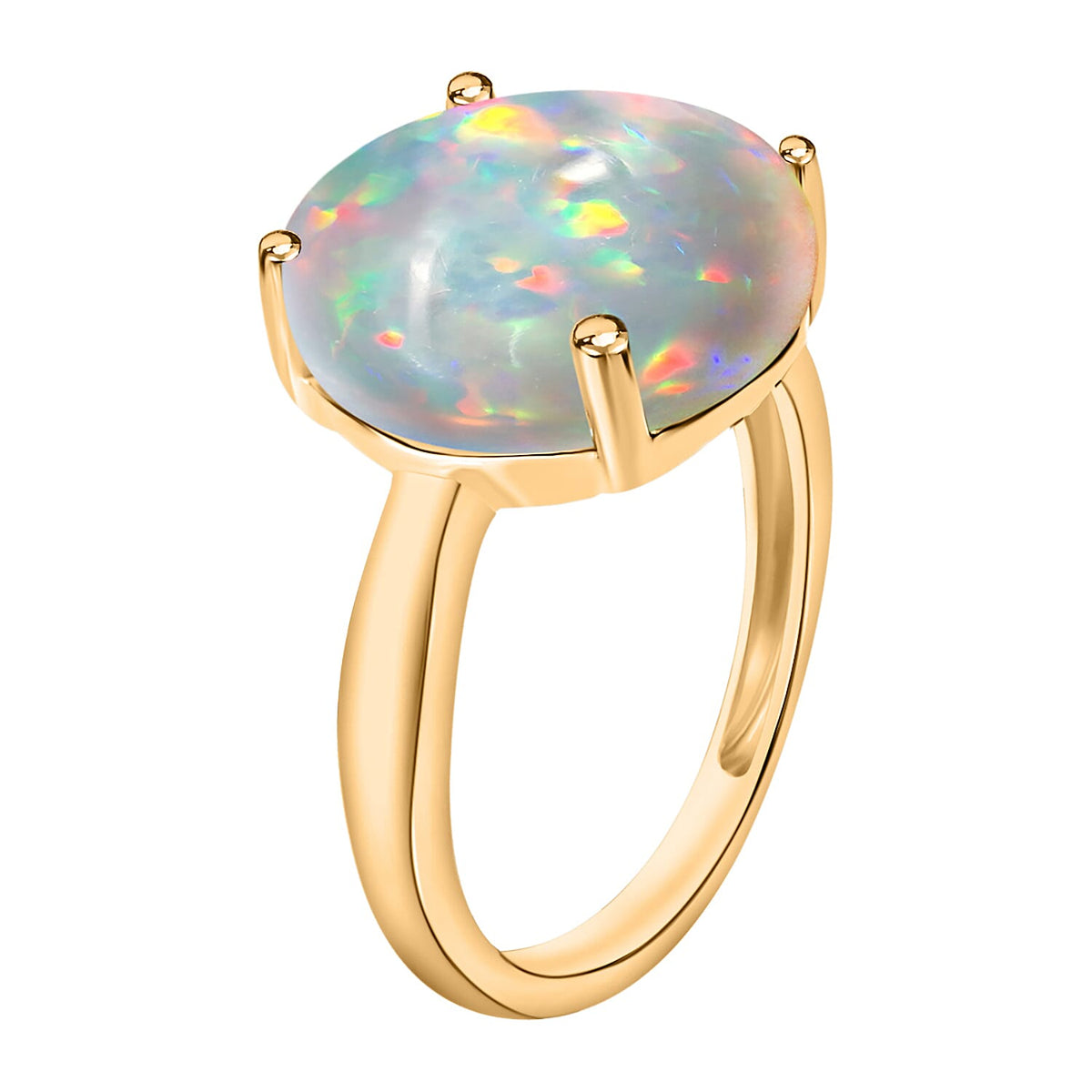 Ethiopian Opal Solitaire Ring in Vermeil Yellow Gold Sterling Silver 2.40 Ct 7717851 3