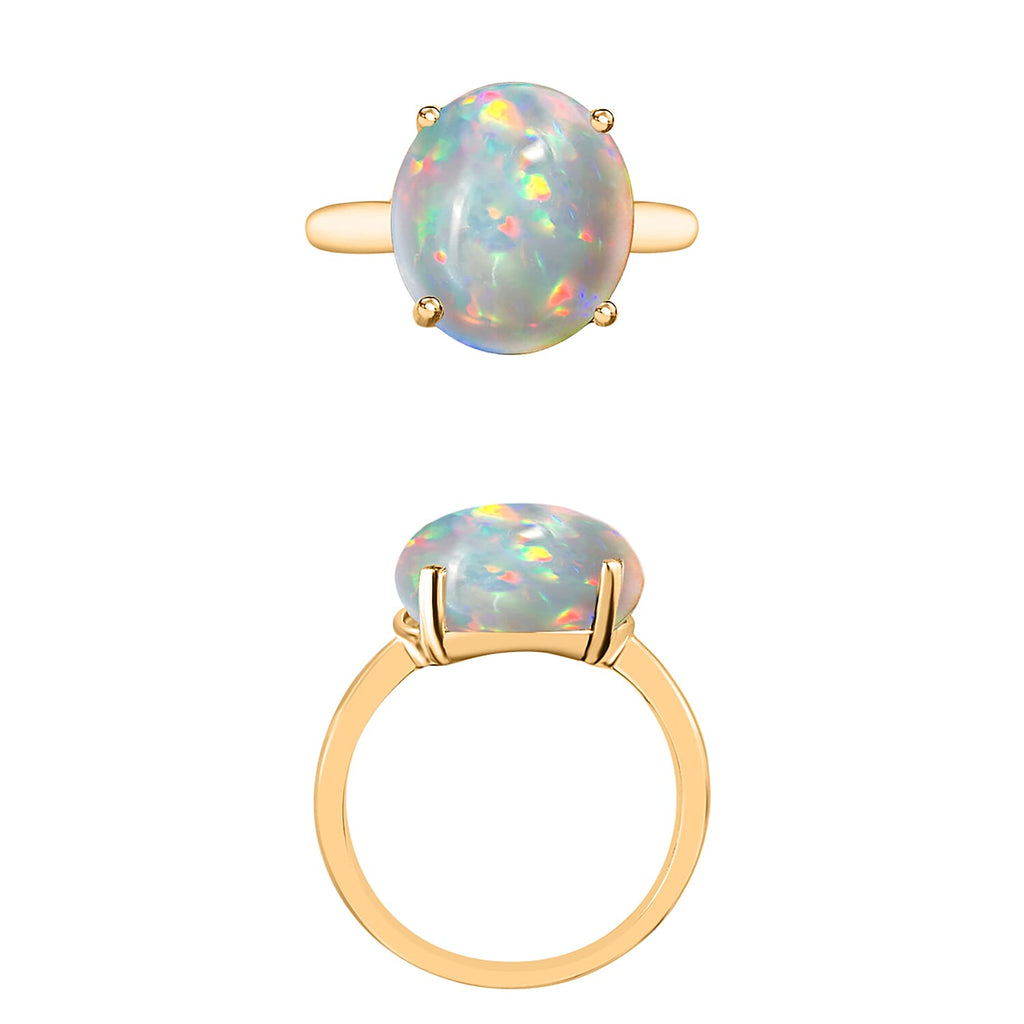 Ethiopian Opal  Solitaire Ring in Vermeil YG Sterling Silver 2.40 ct  2.400  Ct.