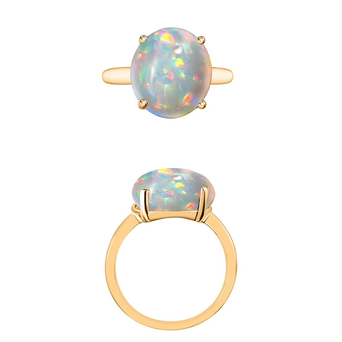Ethiopian Opal Solitaire Ring in Vermeil Yellow Gold Sterling Silver 2.40 Ct 7717851 4