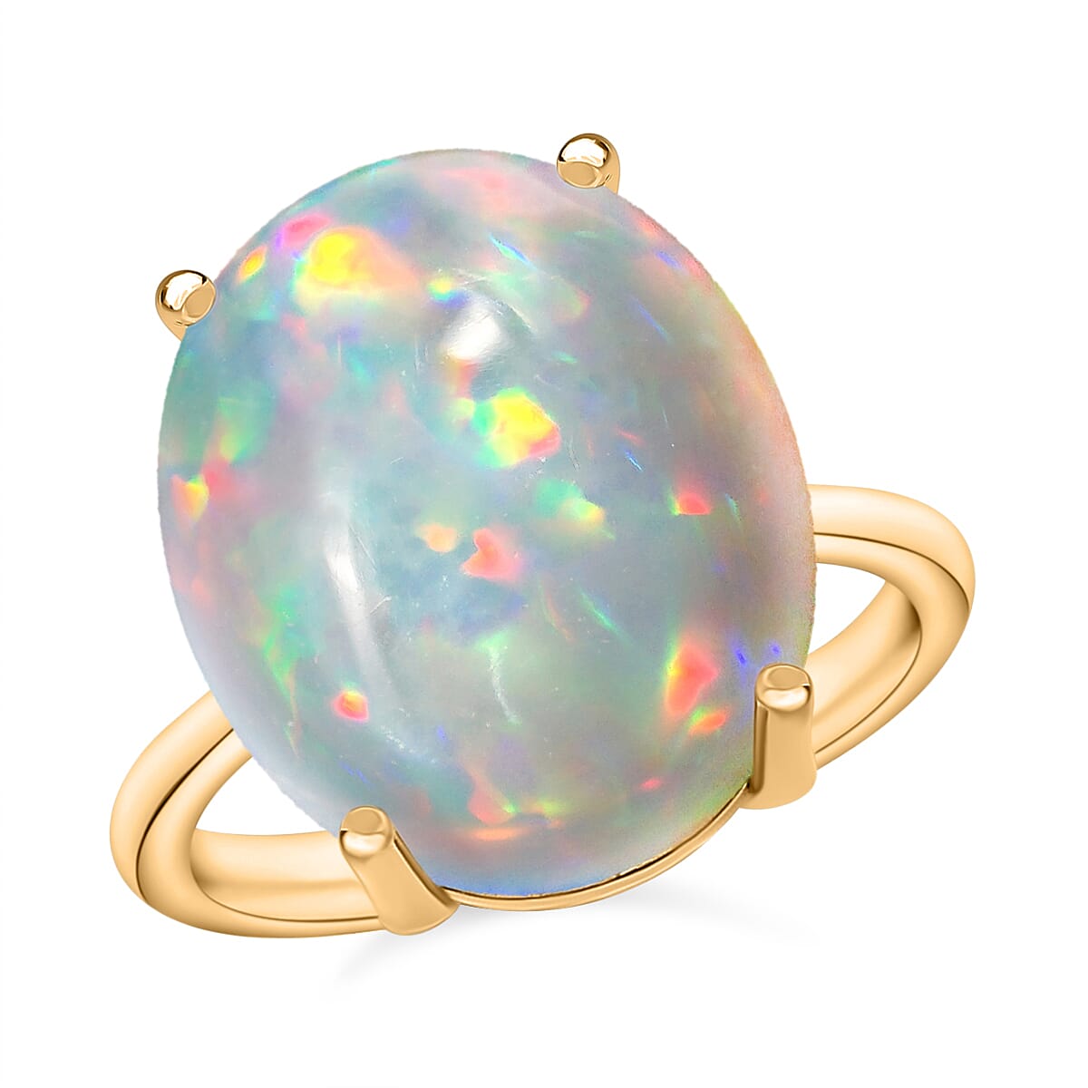 Ethiopian Opal Solitaire Ring in Vermeil Yellow Gold Sterling Silver 5 Ct 7717783 0