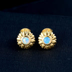 Ethiopian Opal Solitaire Stud Push Post Earring Sterling Silver