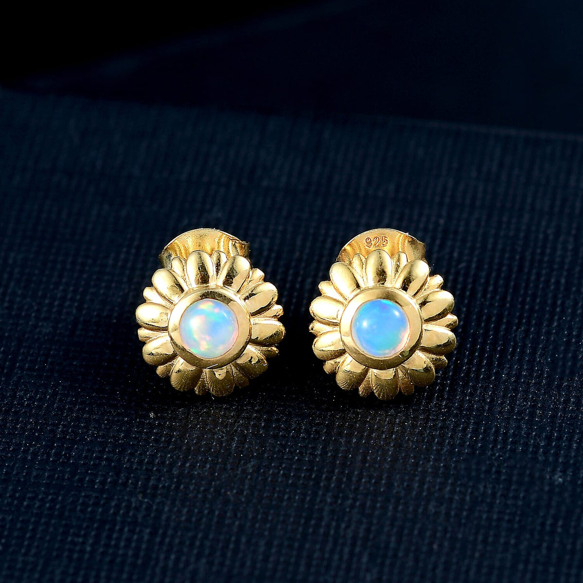 Ethiopian Opal Solitaire Stud Push Post Earring Sterling Silver 8185111 2