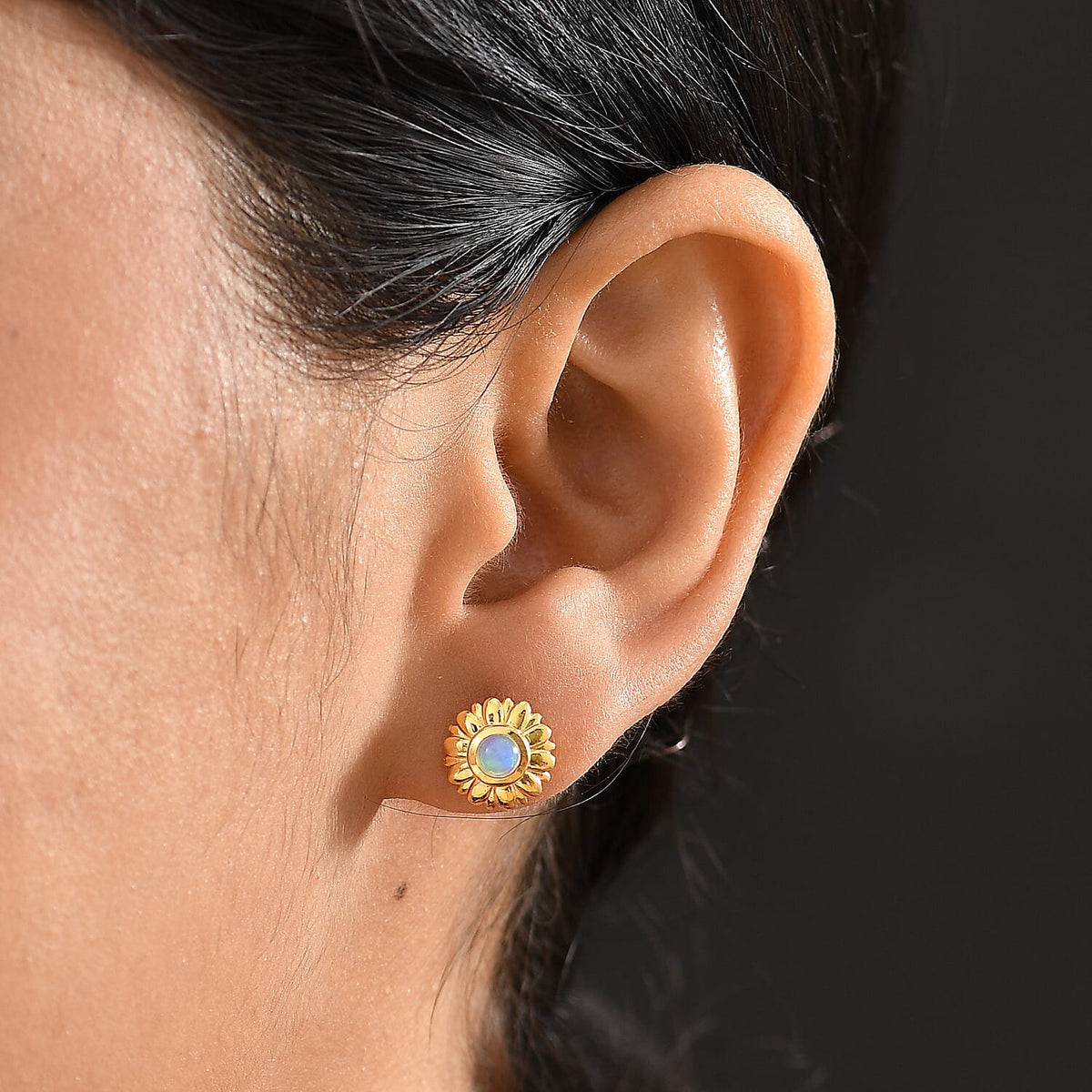 Ethiopian Opal Solitaire Stud Push Post Earring Sterling Silver 8185111 3