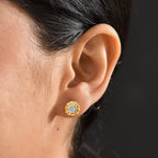 Ethiopian Opal Solitaire Stud Push Post Earring Sterling Silver