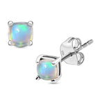 Ethiopian Opal Solitaire Stud Push Post Earring Sterling Silver