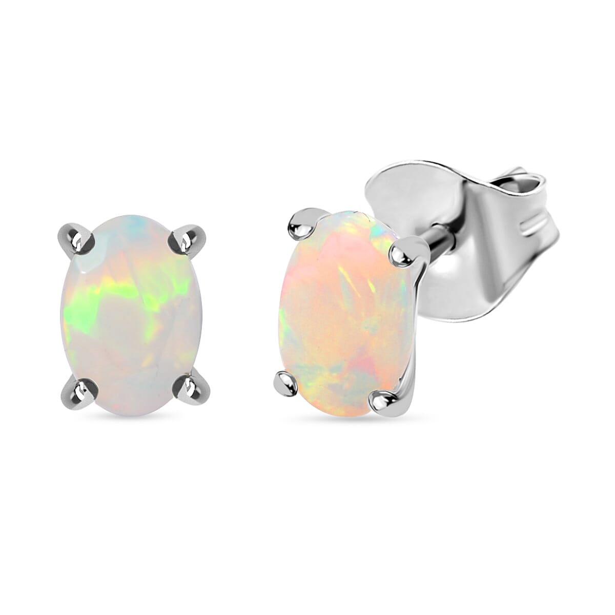 Ethiopian Opal Solitaire Stud Push Post Earring Sterling Silver 8165157 0