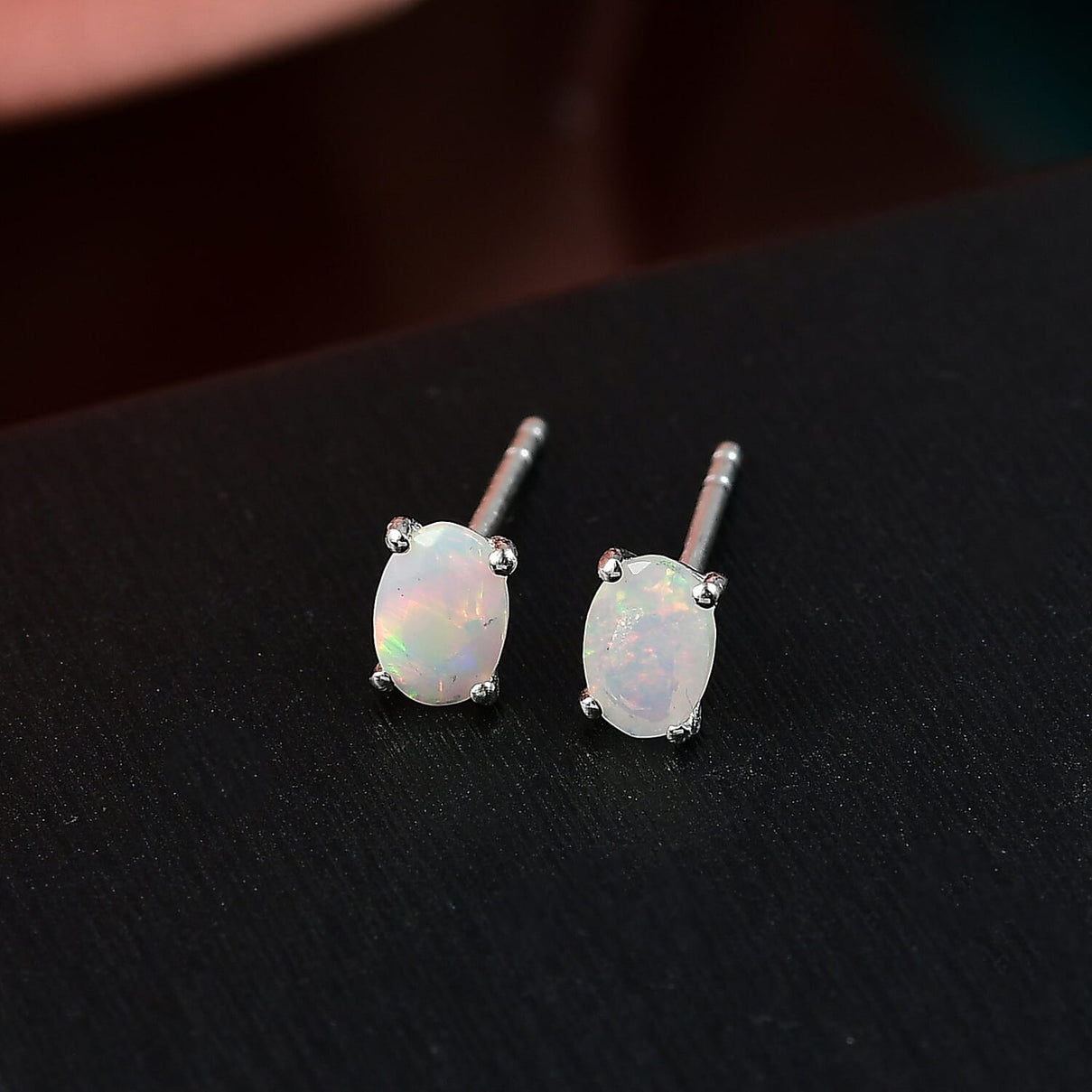 Ethiopian Opal Solitaire Stud Push Post Earring Sterling Silver 8165157 2